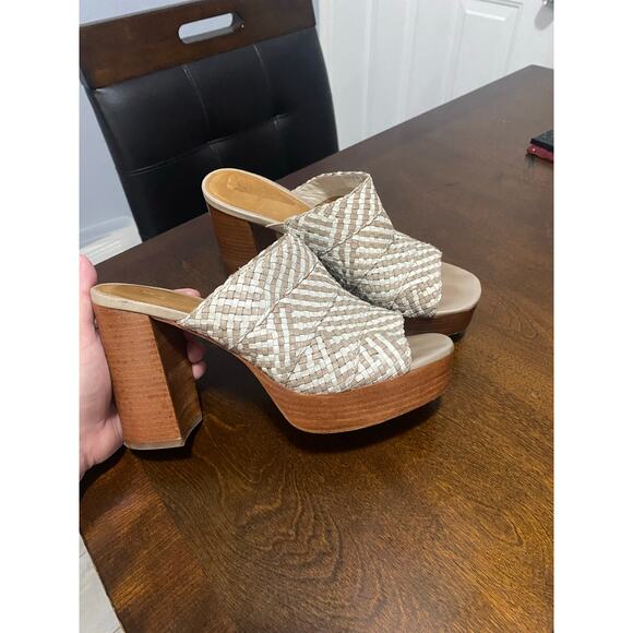 Frye Shoes Frye Katie Woven Platform Slide Gray White SZ 8 - Picture 2 of 13